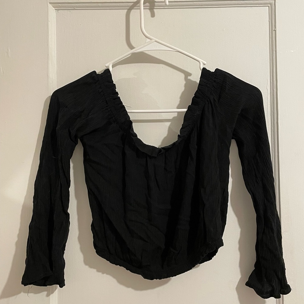 Black boho crop top